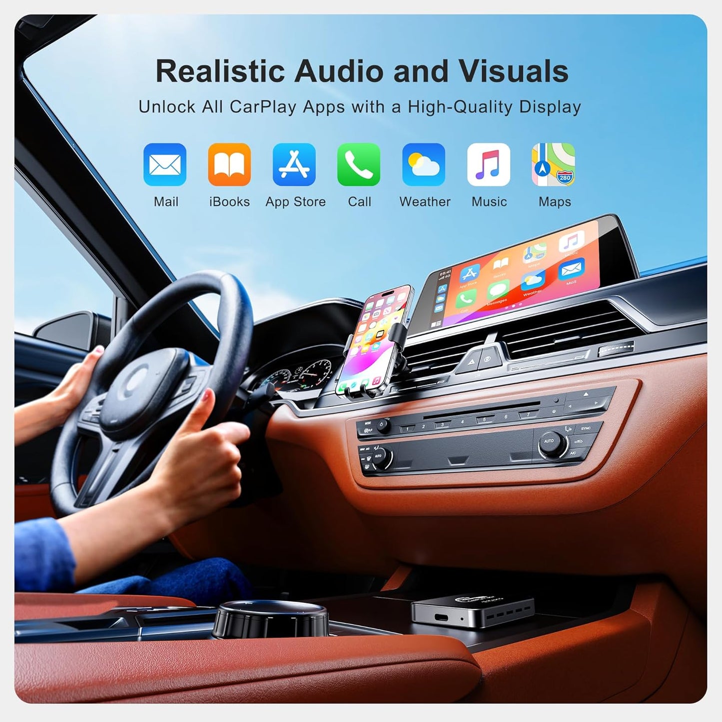 DEFTUN AI Box Wireless CarPlay & Auto Adapter - Plug & Play, Dual-Band WiFi, Bluetooth 5.0, 4K Video Support, Android 12.0 System, Compatible with Factory CarPlay & Android Auto