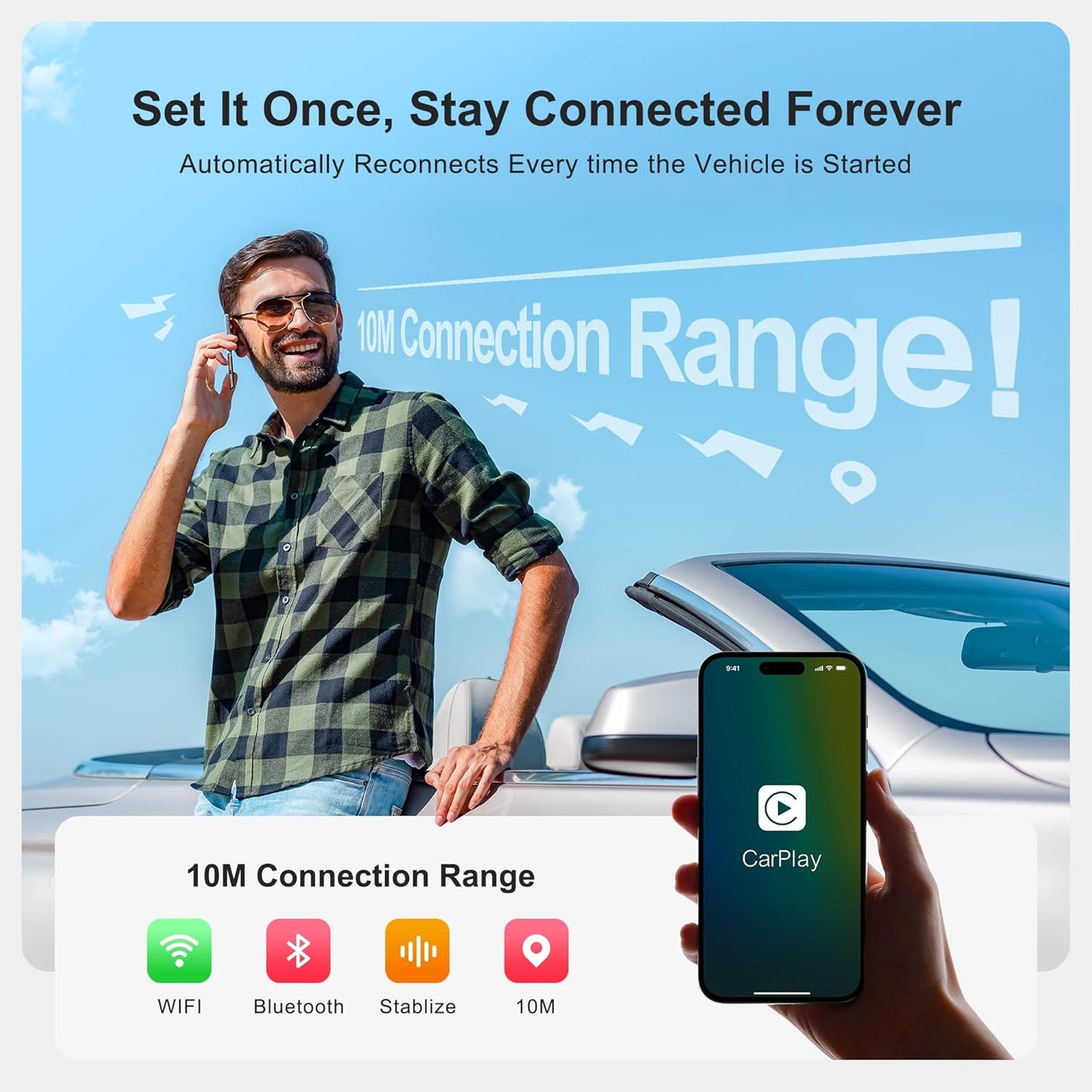 DEFTUN AI Box Wireless CarPlay & Auto Adapter - Plug & Play, Dual-Band WiFi, Bluetooth 5.0, 4K Video Support, Android 12.0 System, Compatible with Factory CarPlay & Android Auto