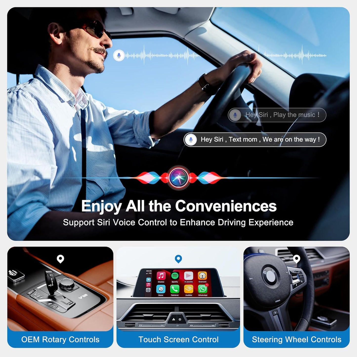 DEFTUN AI Box Wireless CarPlay & Auto Adapter - Plug & Play, Dual-Band WiFi, Bluetooth 5.0, 4K Video Support, Android 12.0 System, Compatible with Factory CarPlay & Android Auto