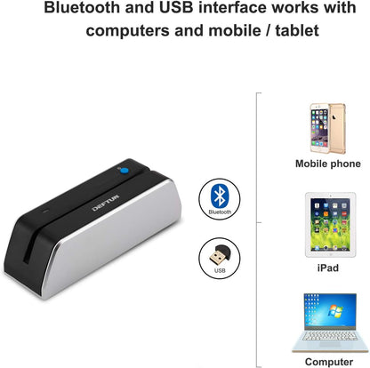 Deftun Bluetooth MSR-X6(BT) MSRX6BT Magnetic Stripe Card Reader Writer Encoder Mini Portable